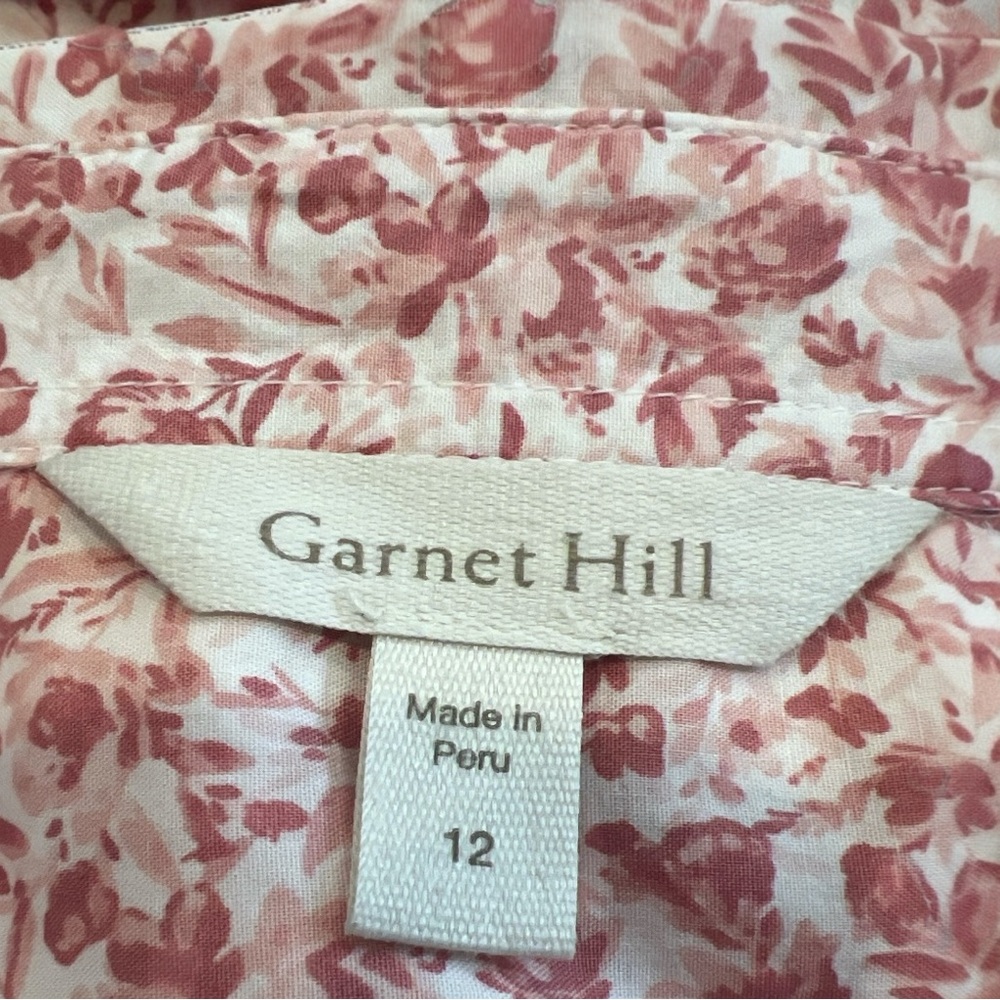 Garnett Hill Organic Pima Cotton Pink Floral Button Down Shirt Size 12 - Picture 5 of 7